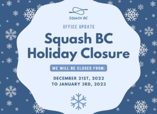 Squash BC Office Holiday Closure
