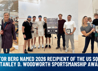 Viktor Berg Honored with 2026 US Squash Stanley D. Woodworth Sportsmanship Award